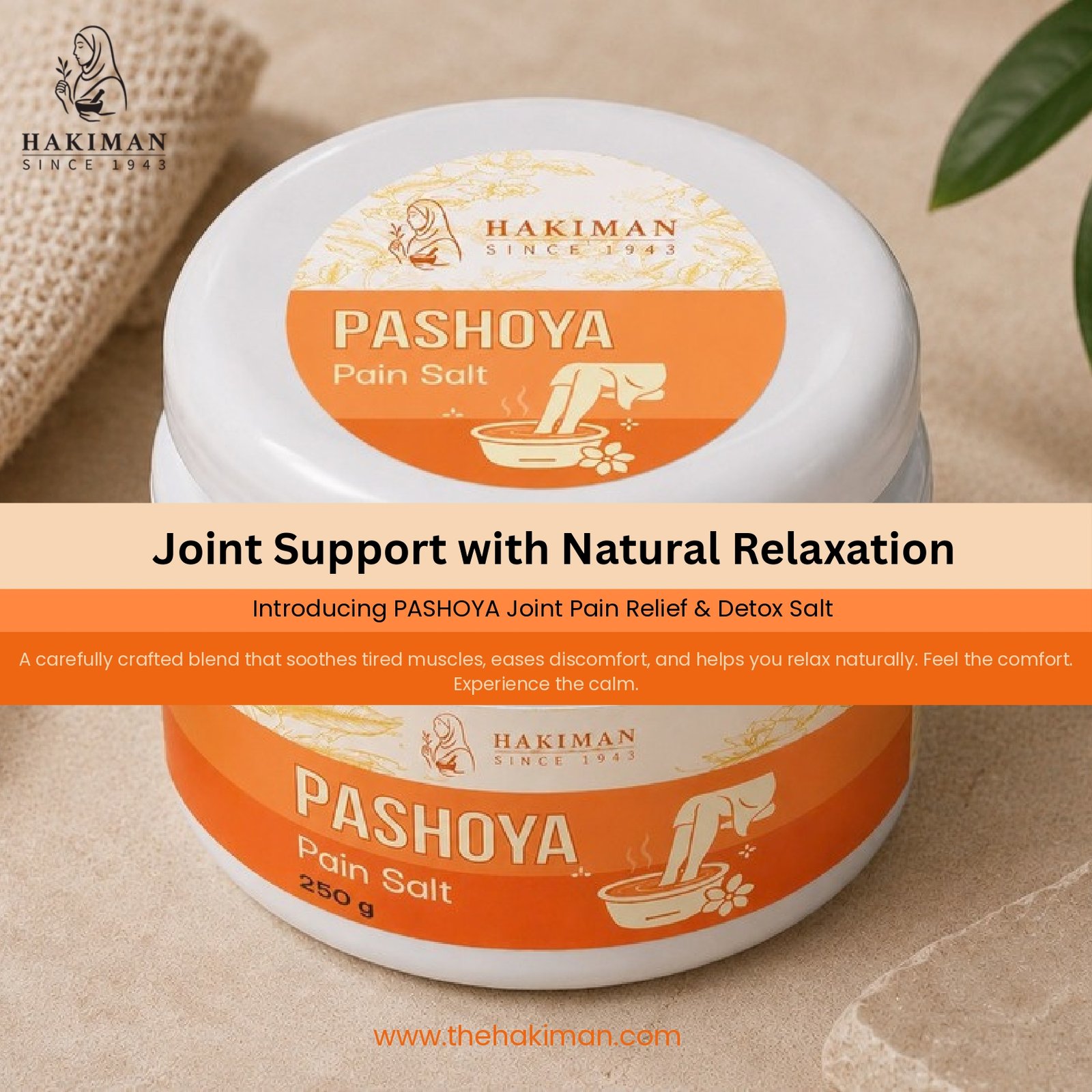 Hakiman Pashoya Pain Salt – Joint Support & Natural Body Detox Soak (250 g)